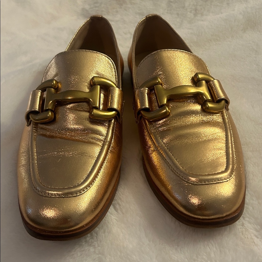 Boden Iris Snaffle Metallic Gold Leather Loafers - Picture 3 of 13